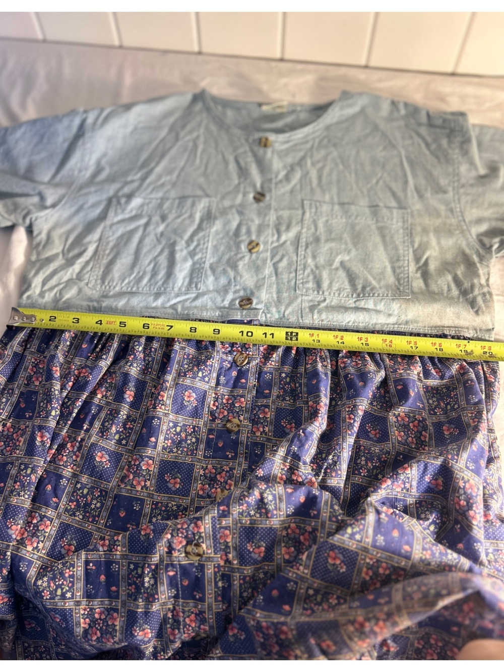 Vintage 90s Ames Cotton Floral Dress L large 14 16 brand Mermaid country flowers - Picture 13 of 15